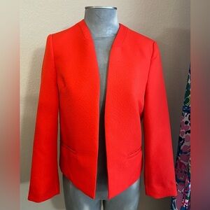 Katherine New York Coral Orange Open Front Cropped Blazer